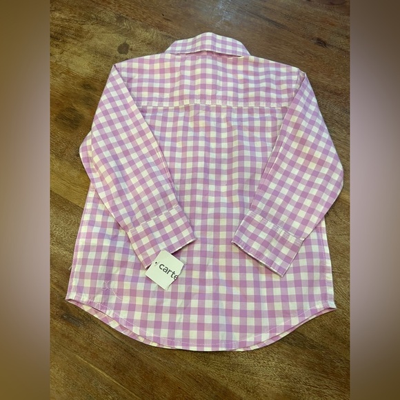 NWT Carters toddler purple and white plaid button down shirt size 2T - Picture 6 of 6